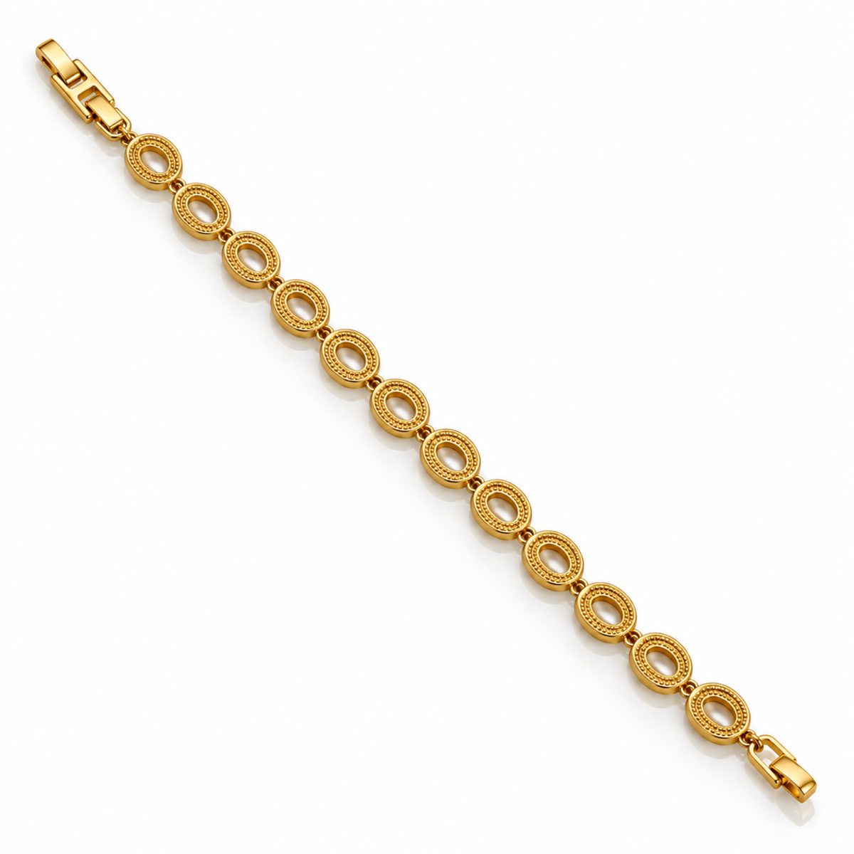 Pearl Grace – Pearl-Effect Oval Link Bracelet, 18-Carat Gold-Plated