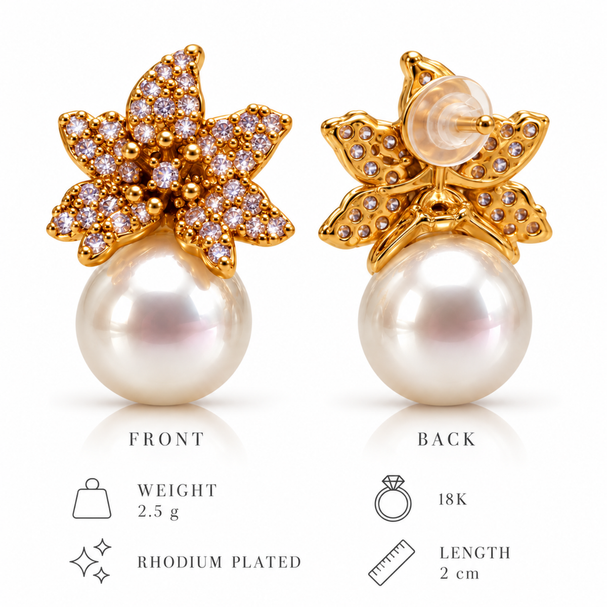 Starlit Bloom – Sparkling Floral Pearl Earrings